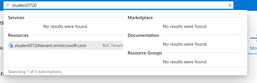 Azure Portal search for tenant resource