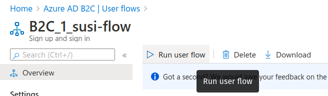 Select Run user flow