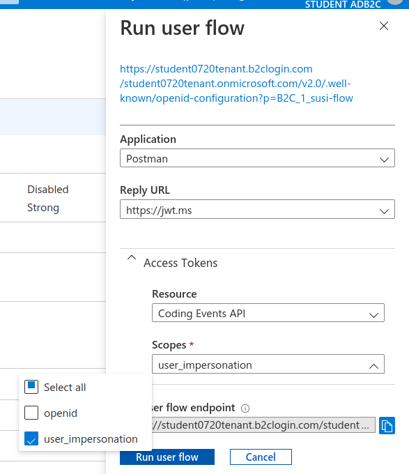 Configure the access token