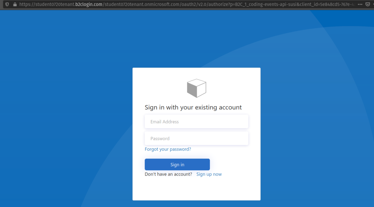 AADB2C login page