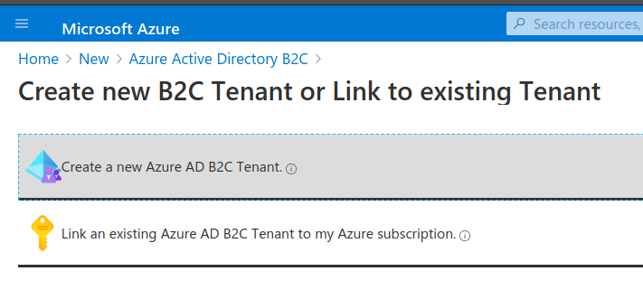 AADB2C create new tenant