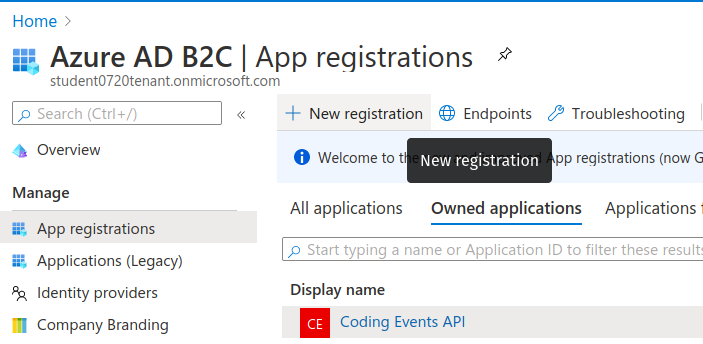 new registration (for client app)