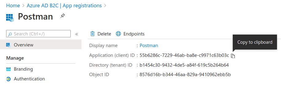 copy Postman client ID