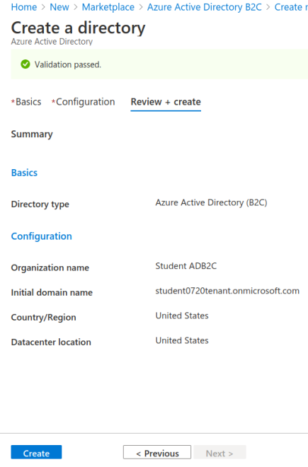 AADB2C review configuration