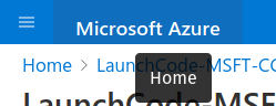 Azure dashboard button in nav bar