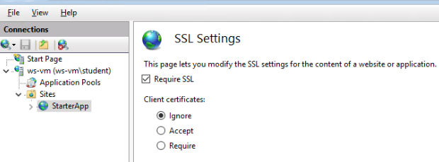 IIS Manager require SSL setting