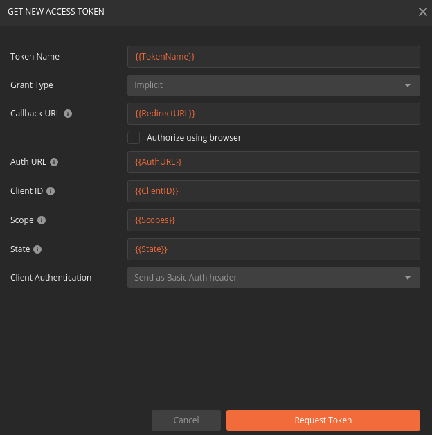 Postman configure access token variables