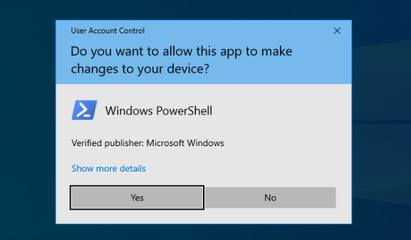 PowerShell admin security prompt