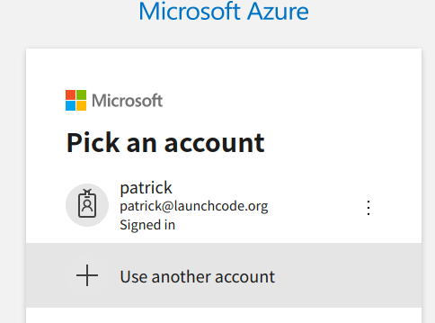 AZ CLI login select use another account option
