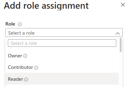 Subscription role assignment select Reader role