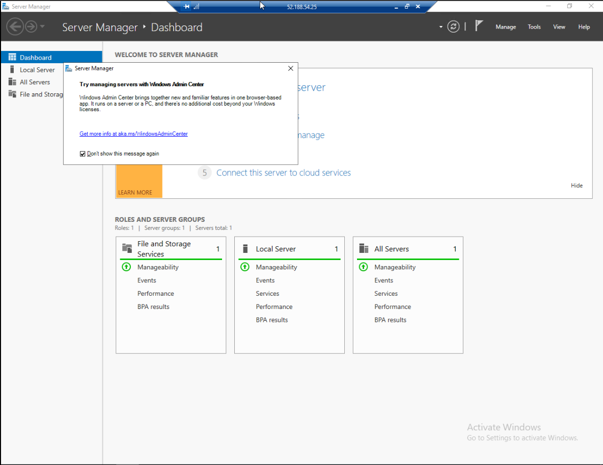 Windows Server Manager dashboard view