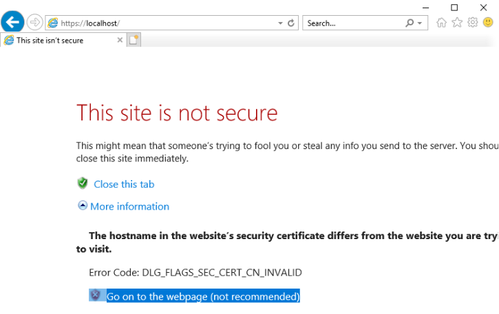 Untrusted certificate warning in IE