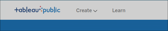 Tableau public web browser window showing the options of the Create and Learn tabs