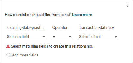 Relationship displays as invalid because the fields do not match