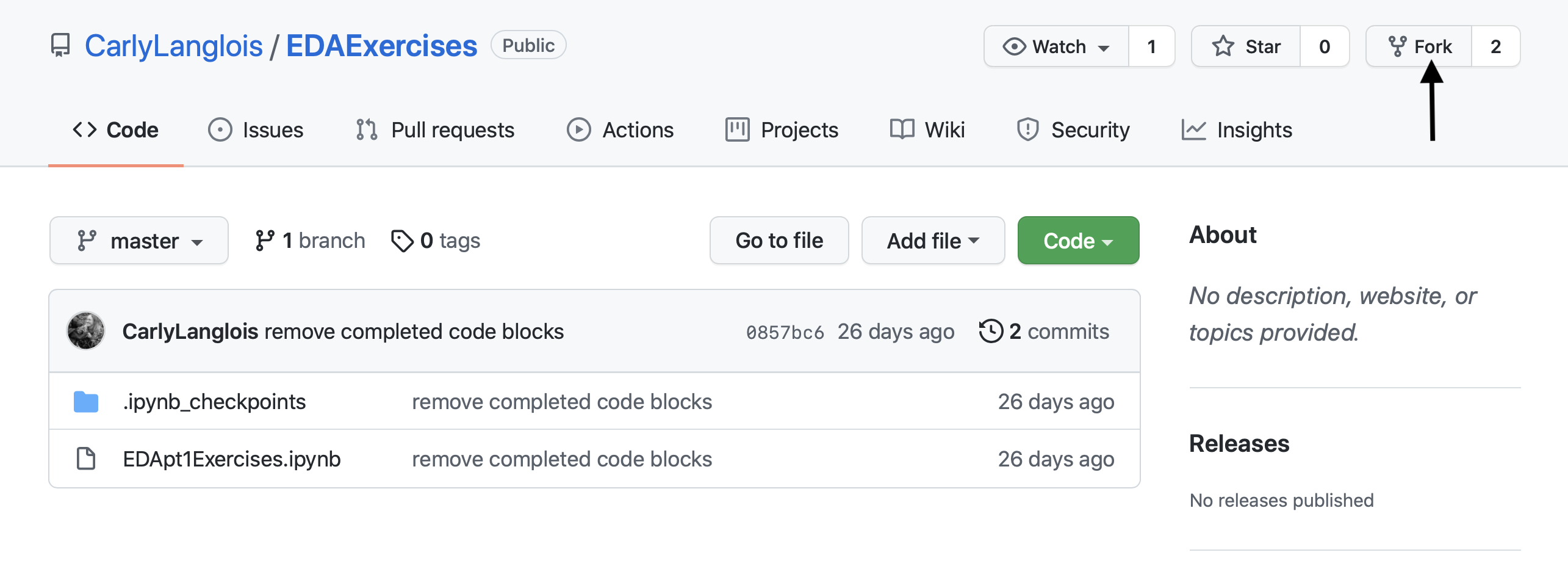 The fork button on a GitHub repository.