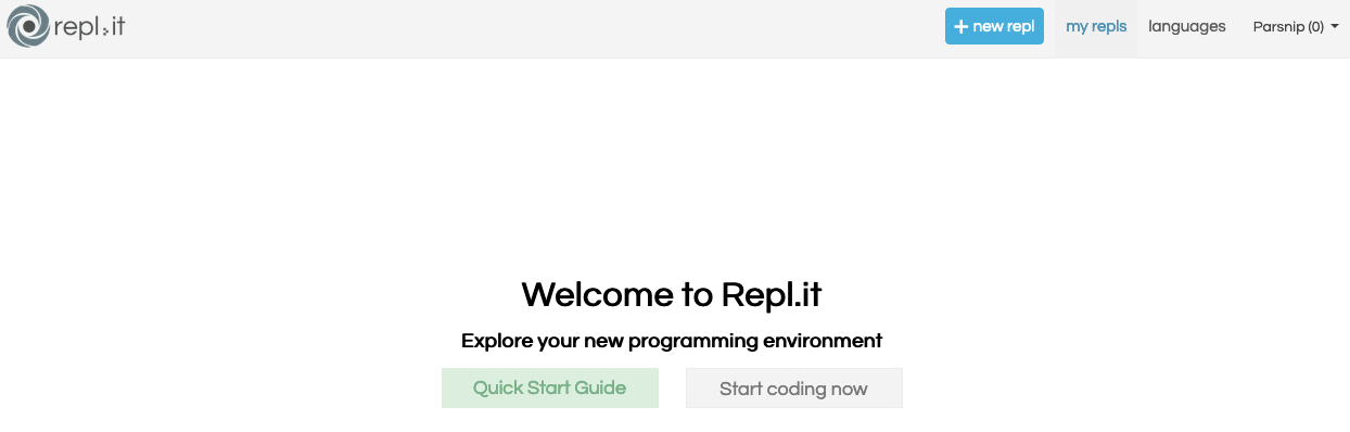 Repl.it dashboard