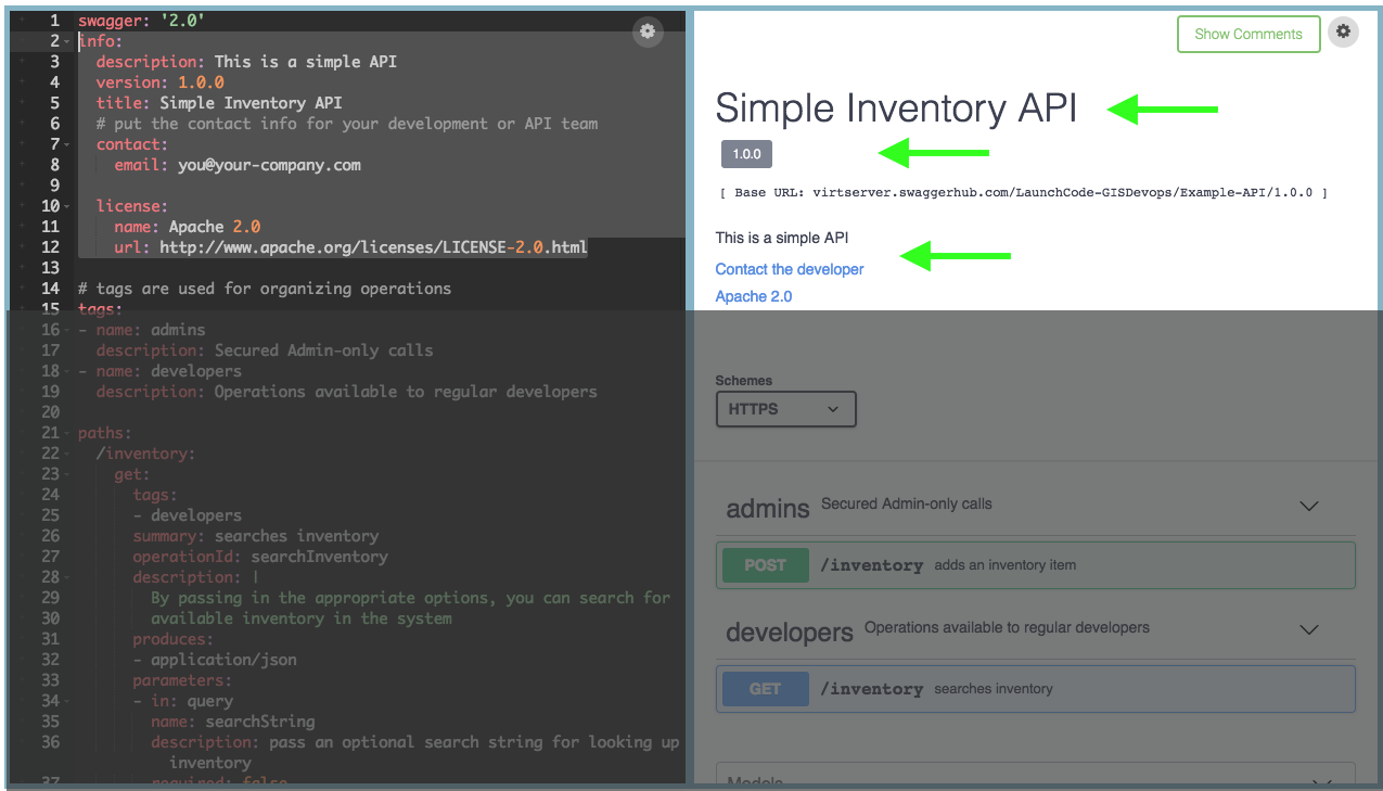YAML Config info example
