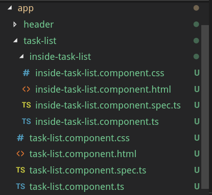 Visual of the result of the running the commands to create a nested component.