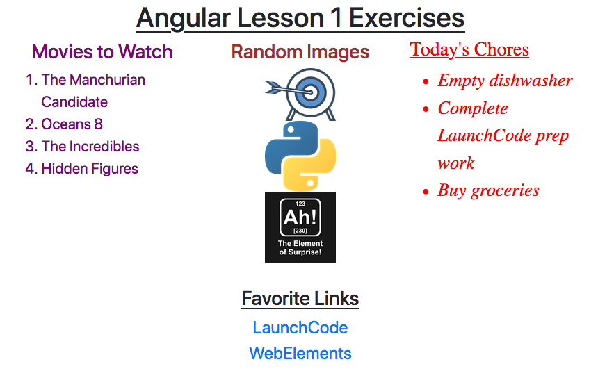 Angular Lesson 1 results.