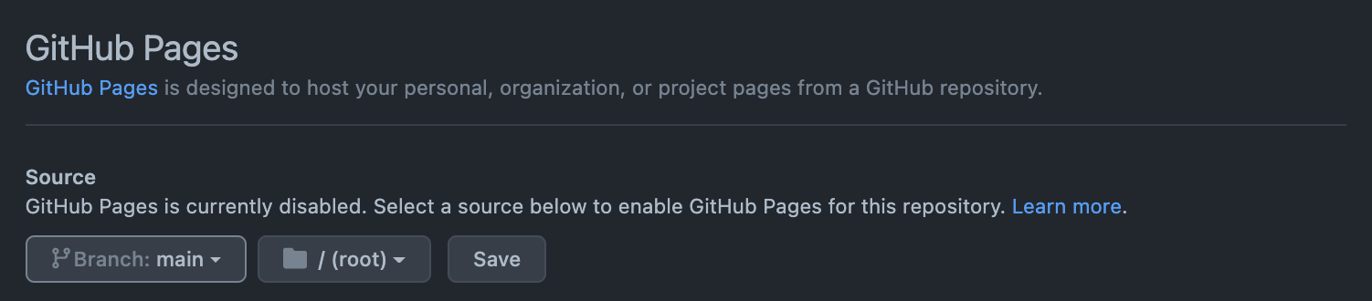 Set GitHub Pages Branch