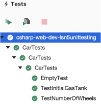 Screenshot of the testing output screen showing all green checks.