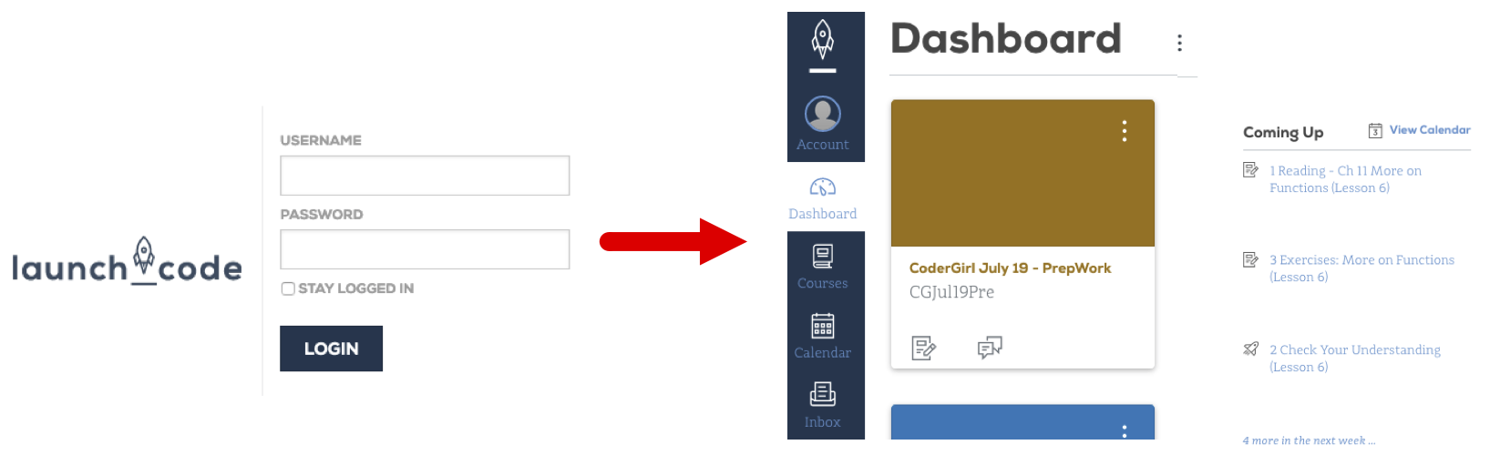 Canvas sign-in and dashboard views