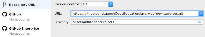 IntelliJ Repo Selection