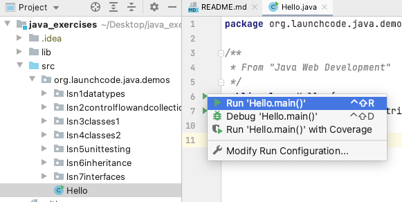 IntelliJ Run File