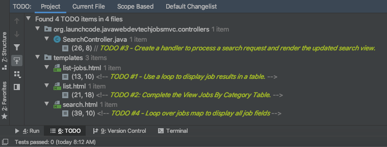 TechJobs MVC TODO list.