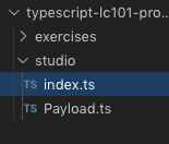 VSCode file tree for the TypeScript studio.
