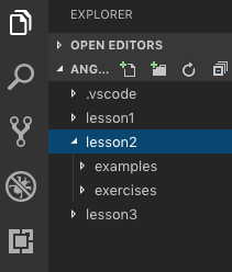Access Angular lesson 2 in VSCode.