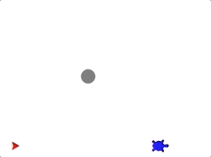 A gif showing a three Python turtles drawing one square each.