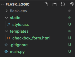 Project filetree indicating that flask-env is no longer being tracked.