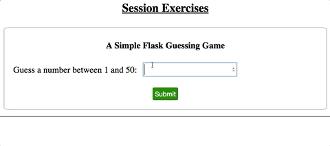 GIF showing the operation of the Flask number guessing app.
