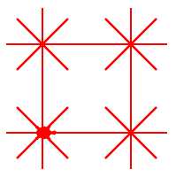 Image showing a square with 8-leg sprites at each vertex.