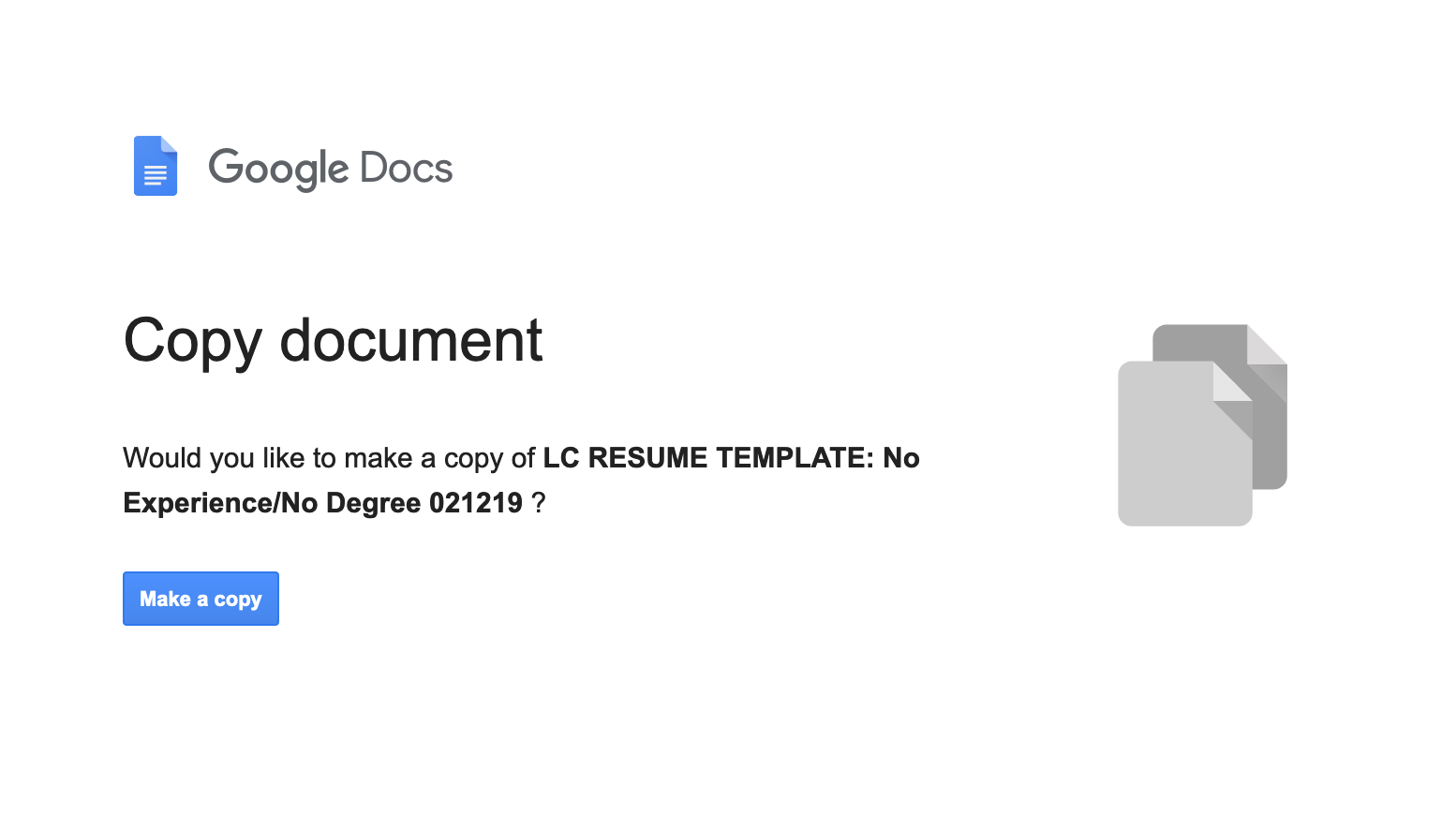 Copy document prompt