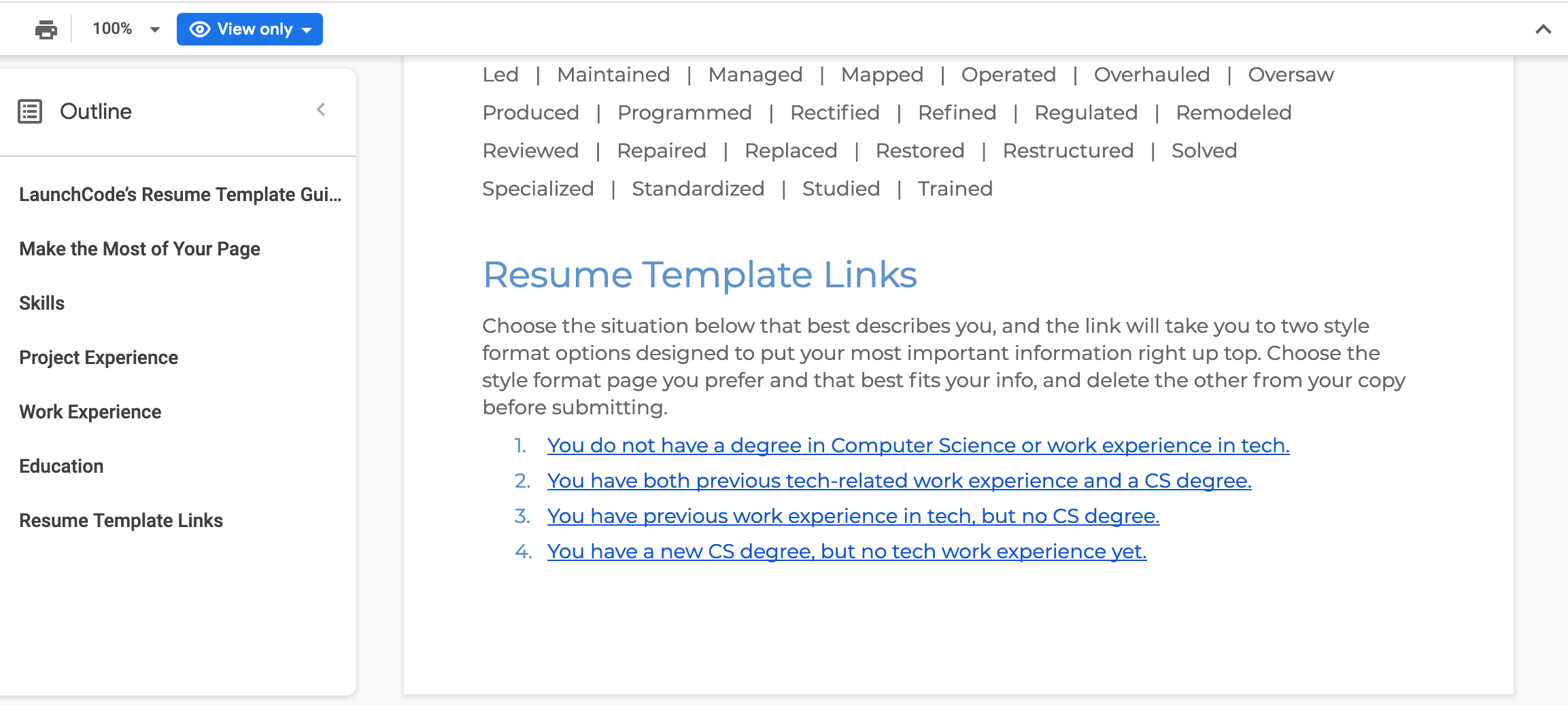Resume Template Links