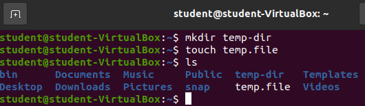 mkdir ~/temp-dir &amp;&amp; touch ~/temp.file