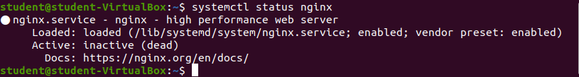 systemctl nginx status output