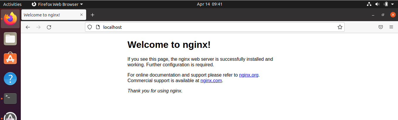 NGINX default configuration localhost request in browser image