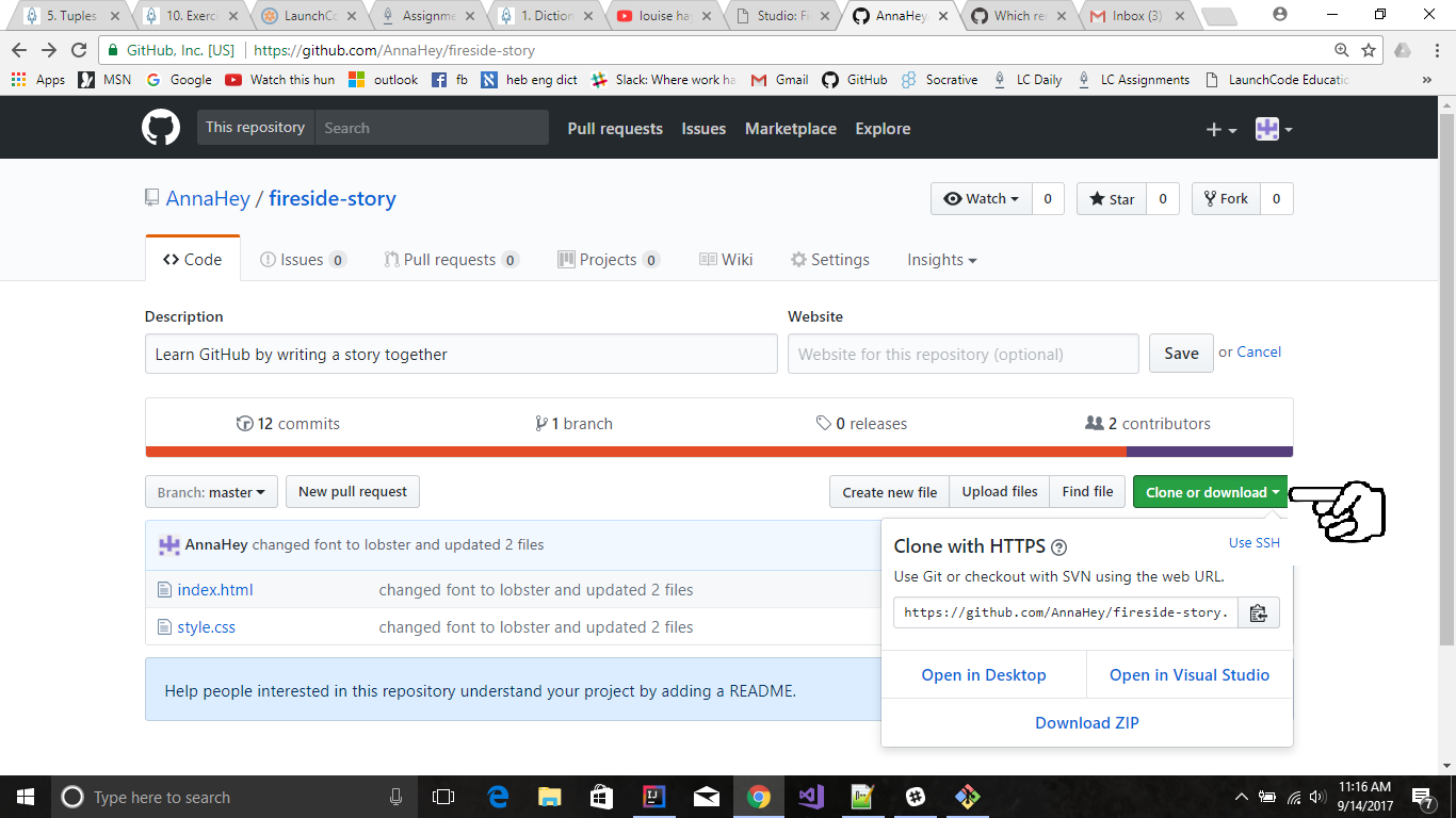 Cloning a repository in GitHub