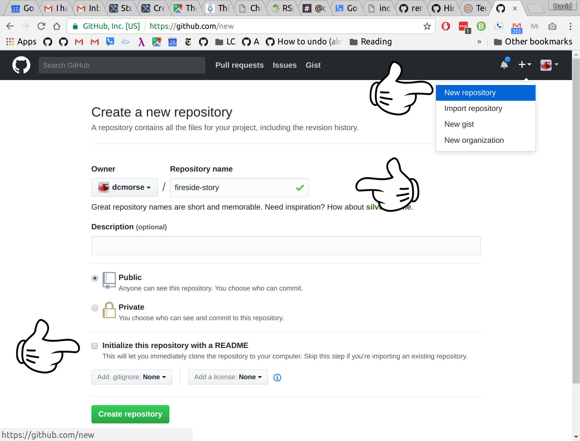 Create a new repository in GitHub