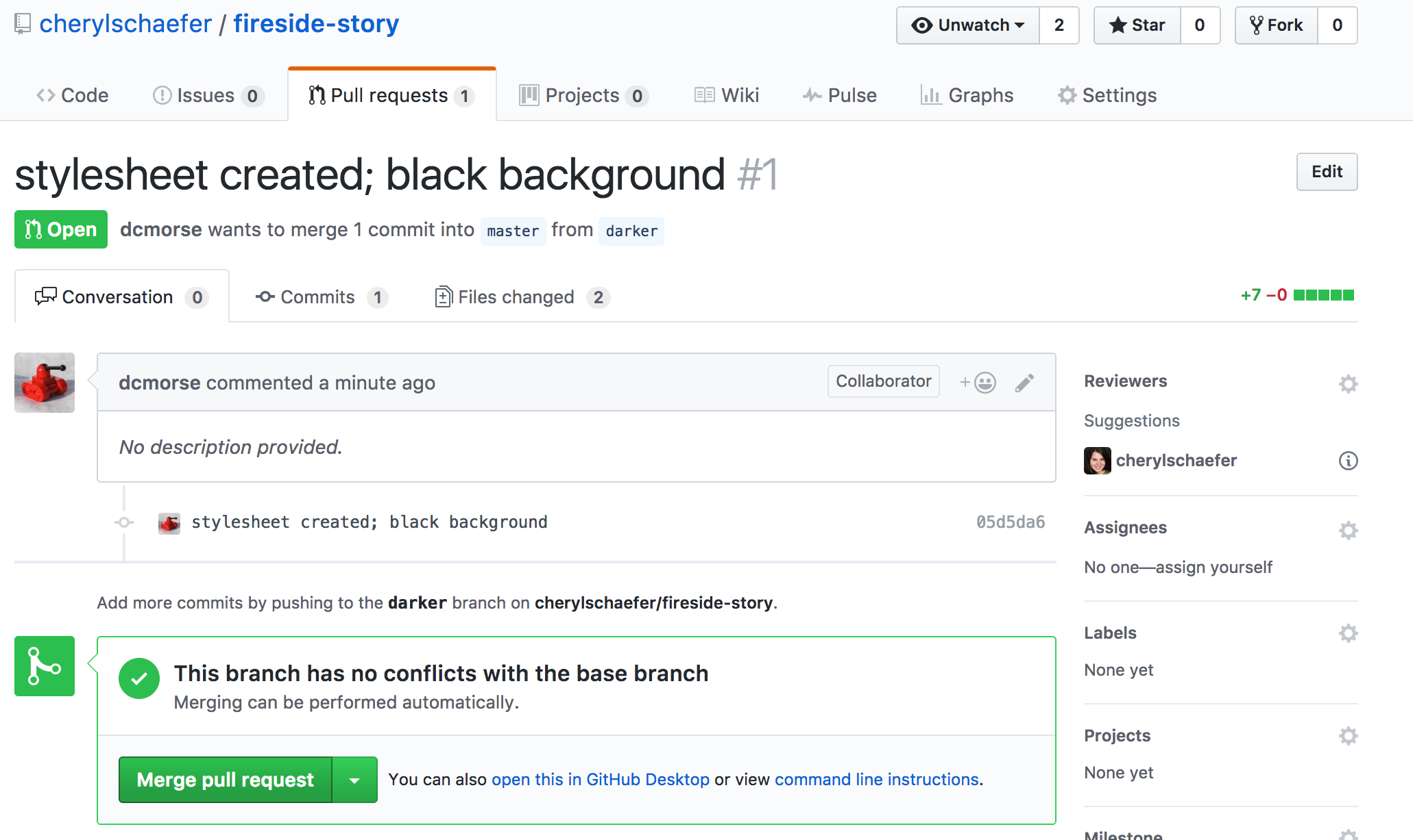 Merge a Pull Request in GitHub